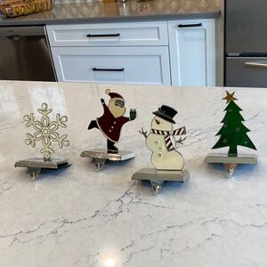 Festive Holiday Stocking Holders Set - silver, Red, Green